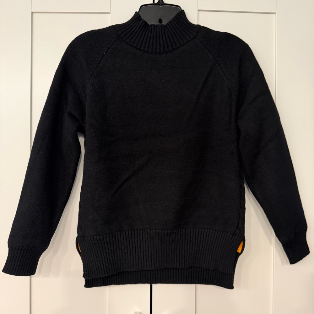 Women Black High Neck Thick Thermal Lined Pullover Winter Sweater Size XS